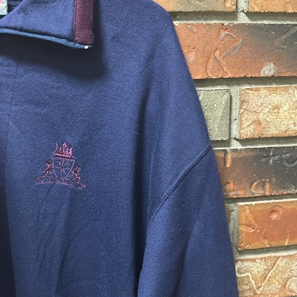 Vintage Oscar de la Renta O.D.L.R. Crest Quarter‑Zip Pullover, Navy, Size L - Picture 5 of 5